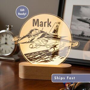 Jet Airplane Custom Name Lamp • Personalized LED Cloud Decor • Kids Gift